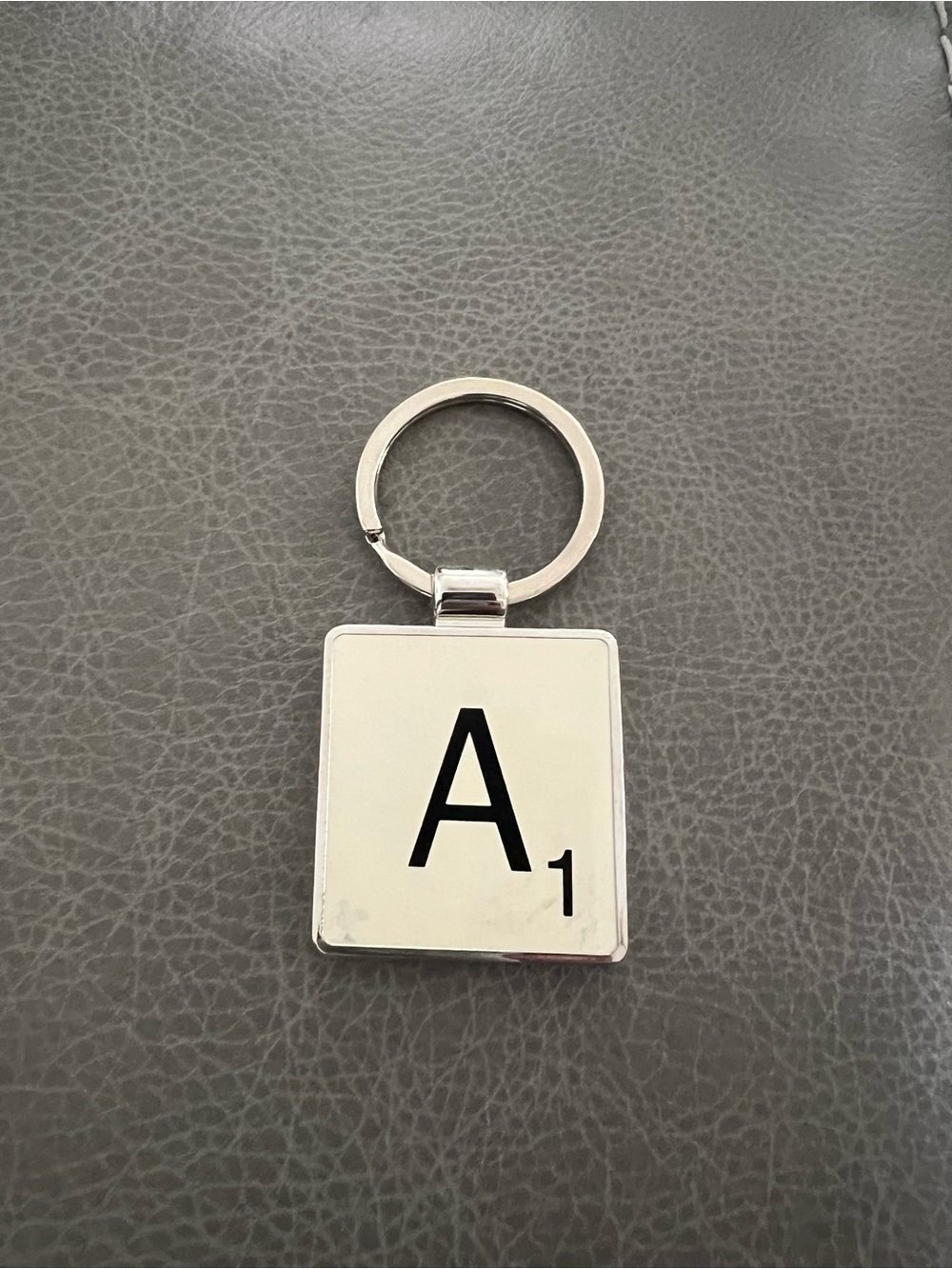 Monogram 'A' Silver Letter Keychain - Personalized Scrabble Tile Accessory
